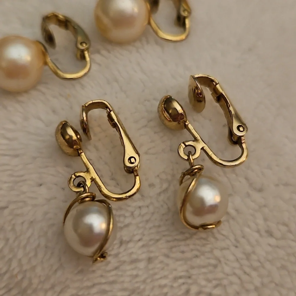 Vintage Lot of Faux Pearl Clip-on Earrings